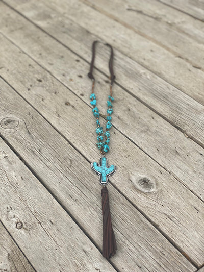 Long Beaded Necklace With Large Pendant