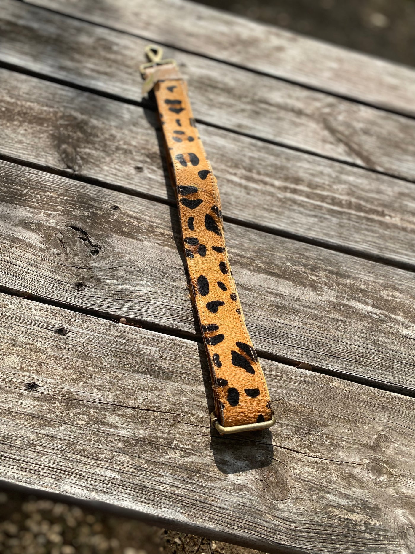 woven leopard bag strap
