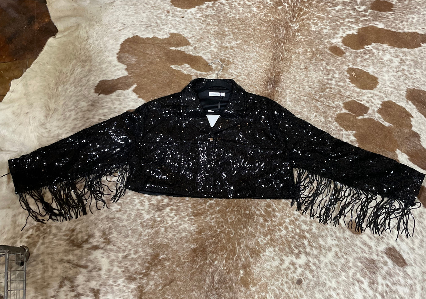 Cropped Sequins Fringed Jacket
