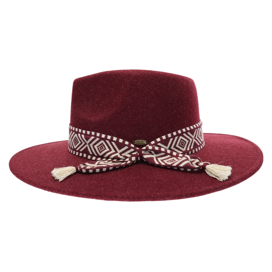 C.C. Geometric Trim vegan fabric Panama hat