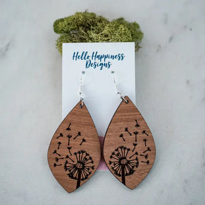 Hand Painted Wood Dangle Earrings