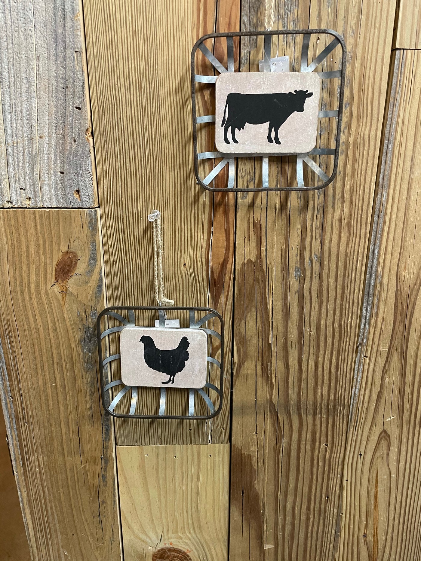 Metal Basket Farm Animal Ornaments