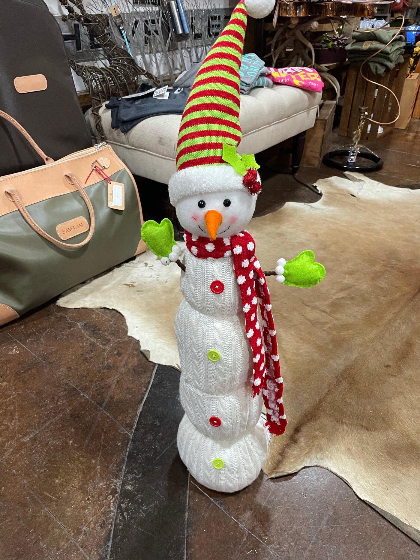 Snowman with Striped Hat