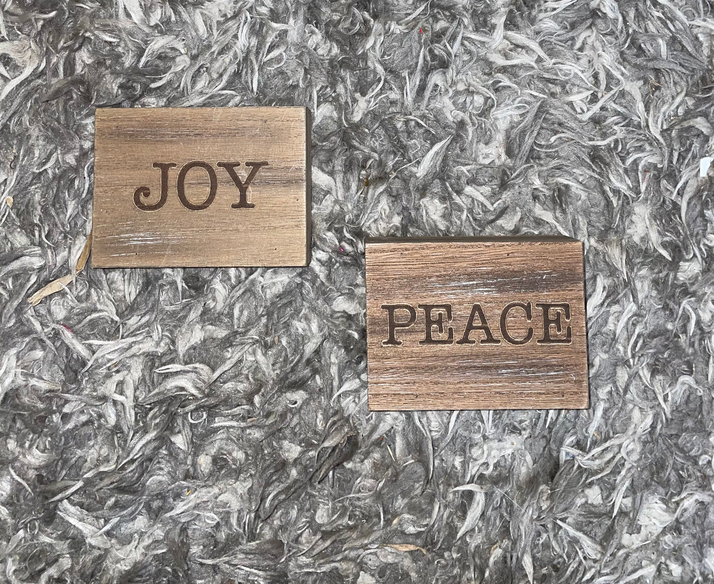 Joy & Peace Wooden Block Signs