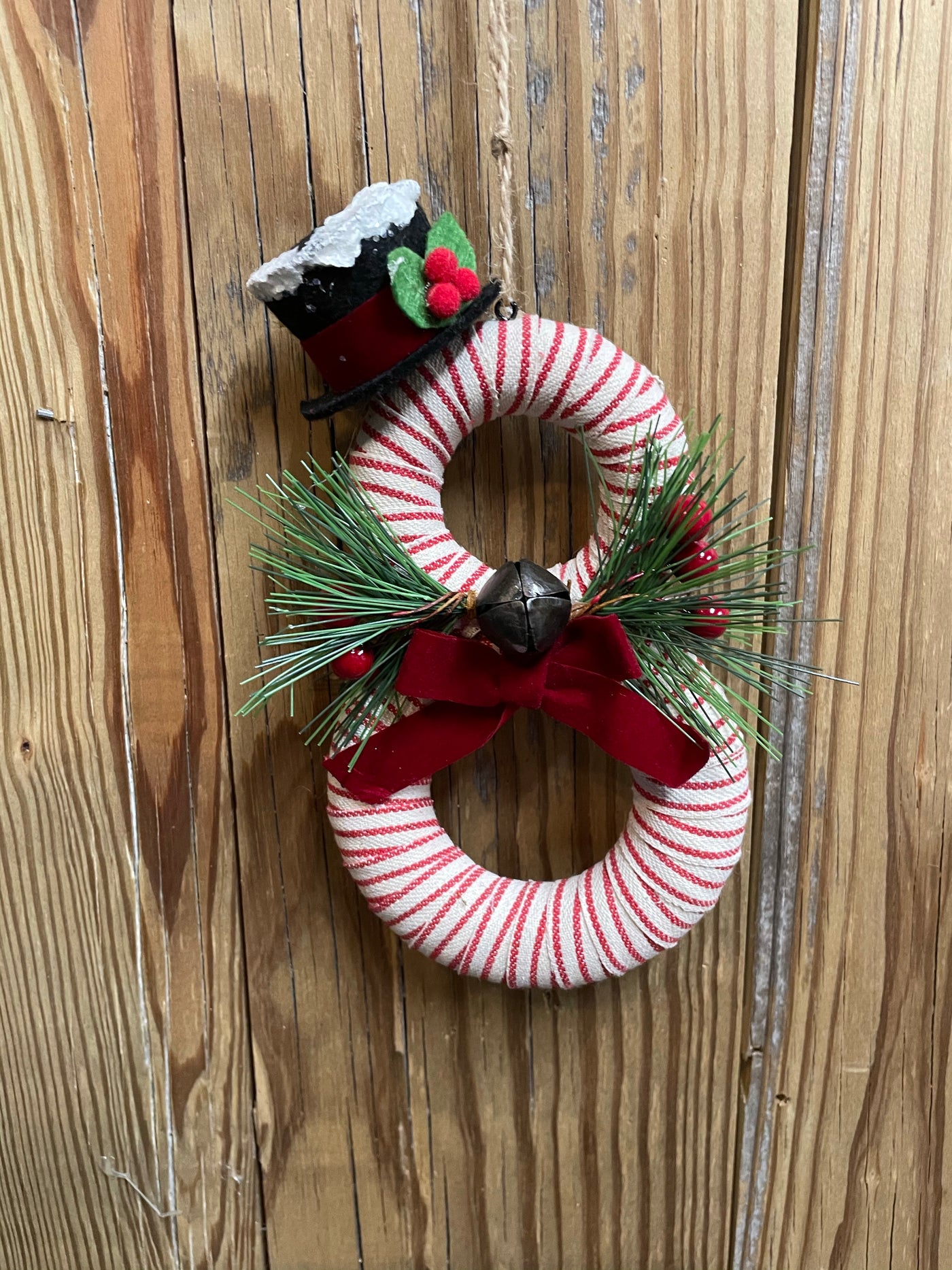 Striped Snowman w/ Hat and Bell
