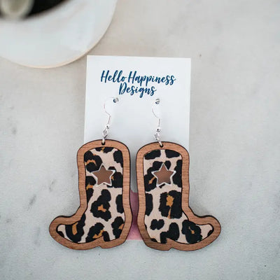 Hand Painted Wood Dangle Earrings