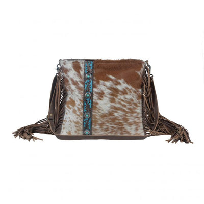 Myra Azure Strip Hand tooled bag *