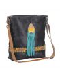 Myra Blue Candle Hand tooled bag *